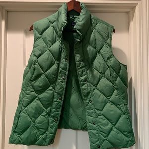 Green puffer vest from Lands’ End